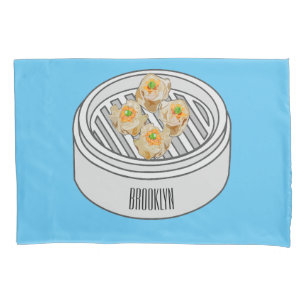 Shumai dim sum cartoon illustration pillowcase