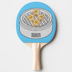 Shumai dim sum cartoon illustration ping pong paddle