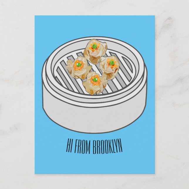 Shumai dim sum cartoon illustration postcard (Front)