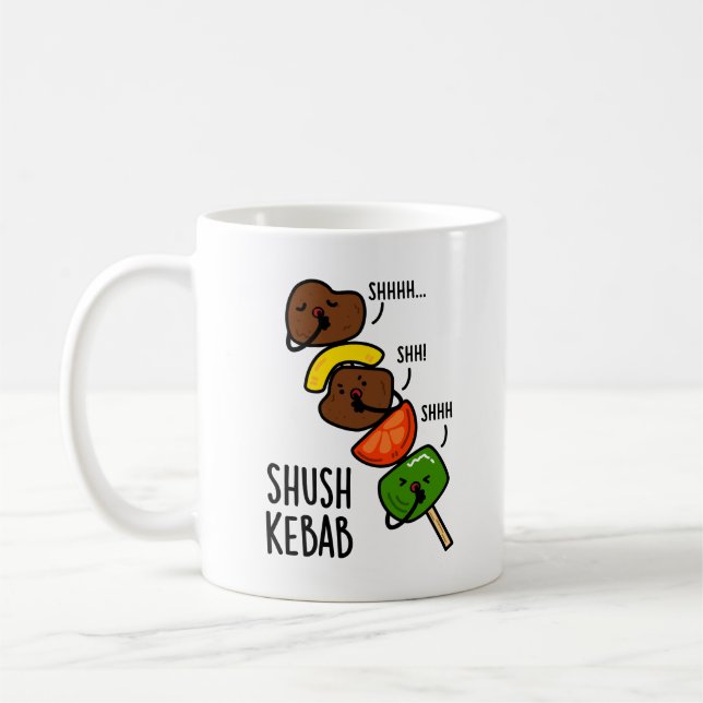Shush Kebab Funny Food Pun  Coffee Mug (Left)