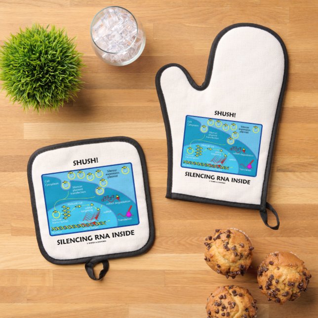 Shush! Silencing RNA Inside Biology Humour Oven Mitt & Pot Holder Set (Top Down)