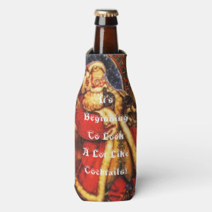 shushing Santa cropped Bottle Cooler