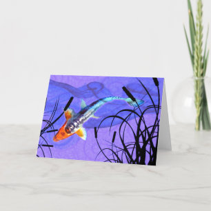 Shusui Koi in Purple Pond with Cattails Card