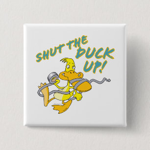 shut the duck up duct tape duck toon 2 inch square button