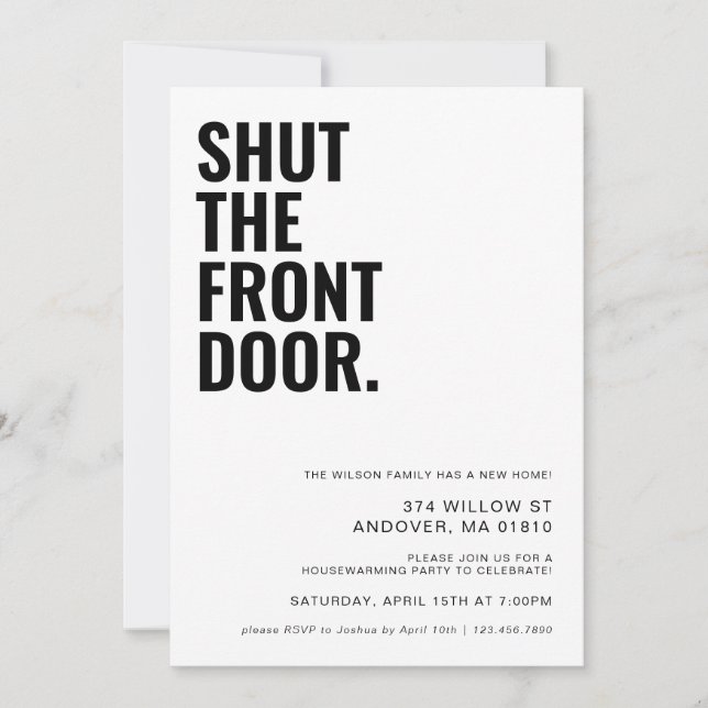 Shut The Front Door Moving Announcement (Front)
