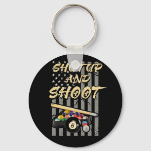 Shut Up and Shoot Billiard 8 Ball Pool Player Keychain