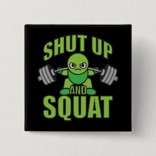 Shut Up And Squat Kawaii Anime Powerlifter Cartoon 2 Inch Square Button