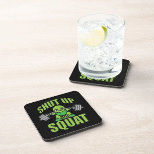 Shut Up And Squat Kawaii Anime Powerlifter Cartoon Coaster