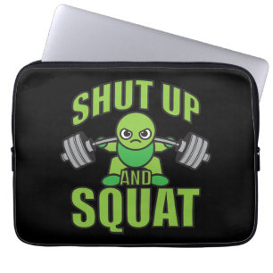 Shut Up And Squat Kawaii Anime Powerlifter Cartoon Laptop Sleeve