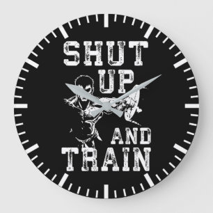 Shut Up And Train - Anime Bodybuilding Gym Workout Large Clock