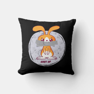 Shut Up Rabbit Funny Sarcastic Comic Design Throw Pillow