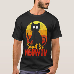 Shut Your Meowth Gory Halloween Cat With Knife Mur T-Shirt