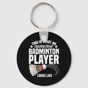Shuttle Badminton Match Awesome Badminton Player Keychain