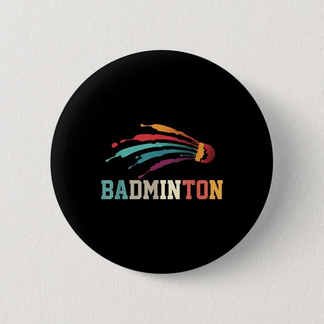 Shuttle Badminton Player Sports Racket Coach Team  2 Inch Round Button (Front)
