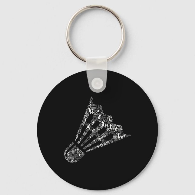 Shuttle Collage Badminton Player Shirt _ Badminton Keychain (Front)