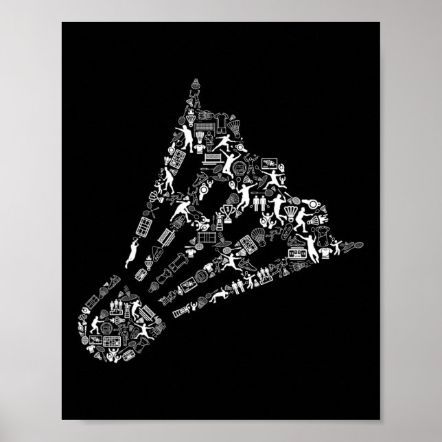 Shuttle Collage Badminton Player Shirt Badminton  Poster (Front)