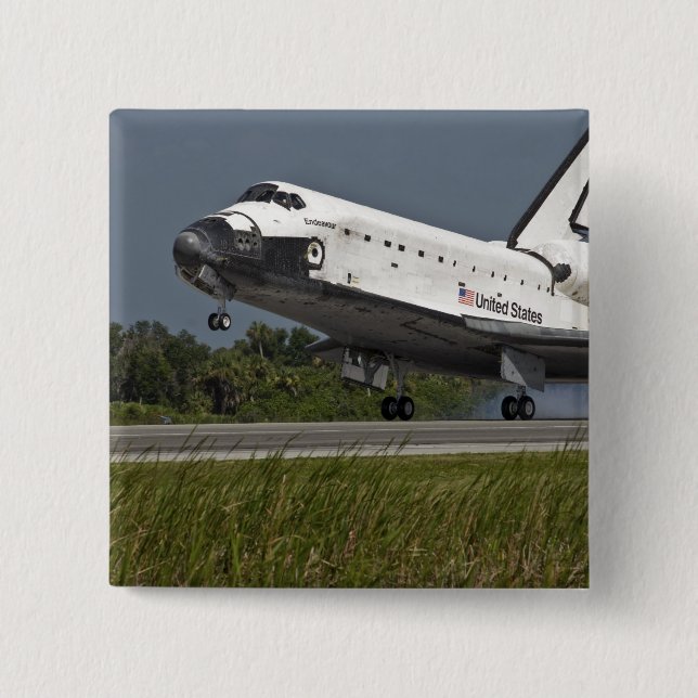 Shuttle Endeavour landing Kennedy Space Centre 2 Inch Square Button (Front)
