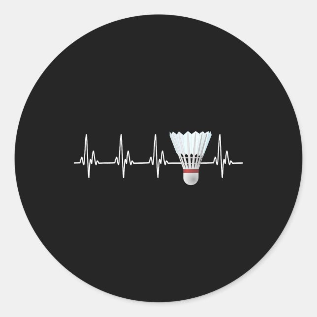 Shuttle Heartbeat Funny Badminton Player  Classic Round Sticker (Front)