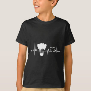 Shuttle Heartbeat Funny Badminton Player Gift T-Shirt
