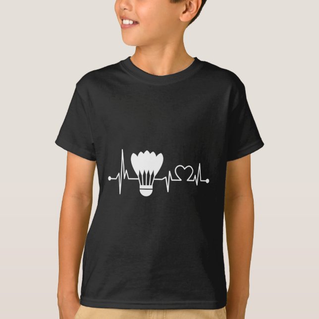 Shuttle Heartbeat Funny Badminton Player Gift  T-Shirt (Front)
