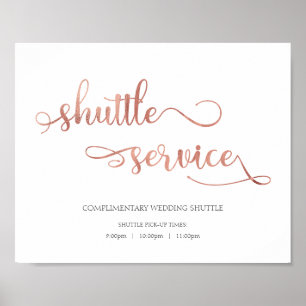 Shuttle service, bus transport rose Wedding Sign