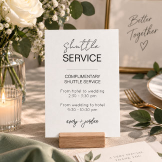 Shuttle Service Minimalist Modern Wedding Party Enclosure Card