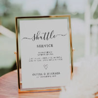 Shuttle Service Sign Wedding Transportation Sign