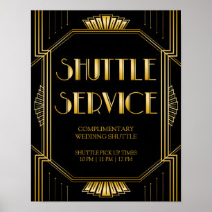 Shuttle Service Wedding Sign   Gatsby Art Deco