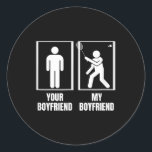 Shuttle Your Boyfriend My Boyfriend Funny Badminto Classic Round Sticker<br><div class="desc">Shuttle Your Boyfriend My Boyfriend Funny Badminton</div>
