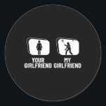 Shuttle Your Girlfriend My Girlfriend Funny Badmin Classic Round Sticker<br><div class="desc">Shuttle Your Girlfriend My Girlfriend Funny Badminton</div>