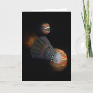 Shuttlecock and Planets Card