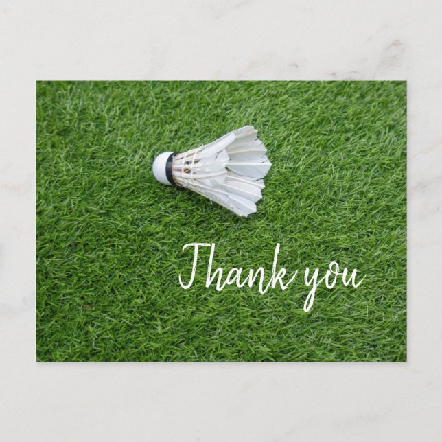 Shuttlecock for Badminton Player on green grass Postcard (Front)