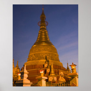 Shwe Myin Tin Temple, dusk, Make Tehi Lar, Poster