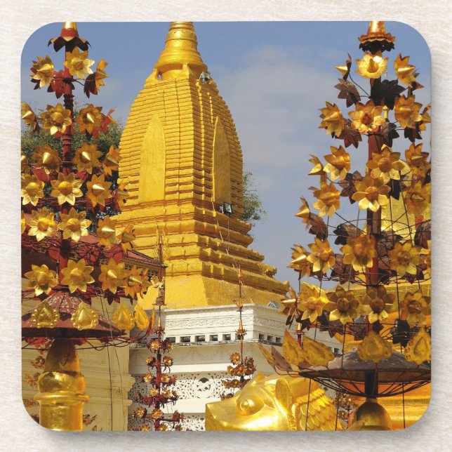 Shwe Zigon Pagoda complex in Bagan (Pagan), Coaster (Front)