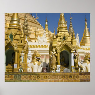 Shwedagon Pagoda (Paya), large temple site that Poster