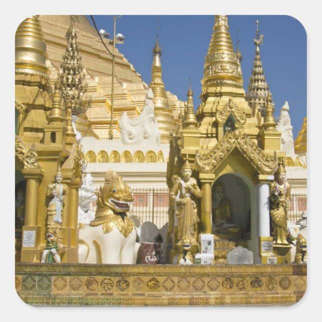 Shwedagon Pagoda (Paya), large temple site that Square Sticker (Front)
