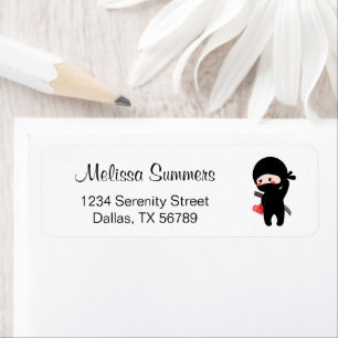 Shy Blushing Ninja Holding Origami Paper Heart