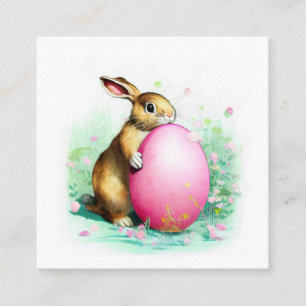 shy bunny hiding behind a big Easter egg Enclosure Card