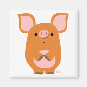Shy Cartoon Pig aimant personnalisé