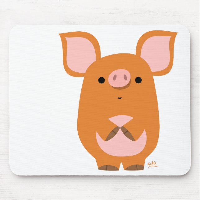 Shy Cartoon Pig mousepad (Front)