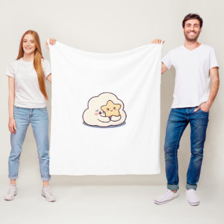 Shy Cloud Hugging a Star Fleece Blanket