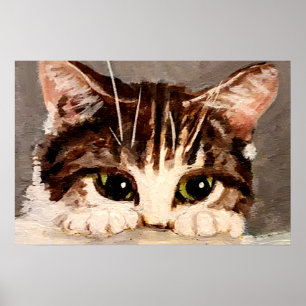 Shy & Curious Tabby Kitten  Poster