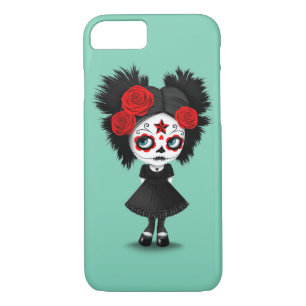 Shy Day of the Dead Girl with Big Eyes Red iPhone 8/7 Case