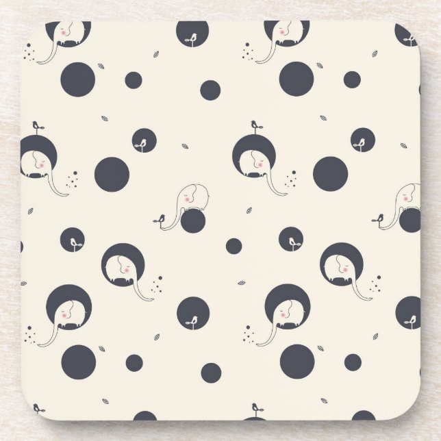 Shy Elephant Pattern Coaster (Front)