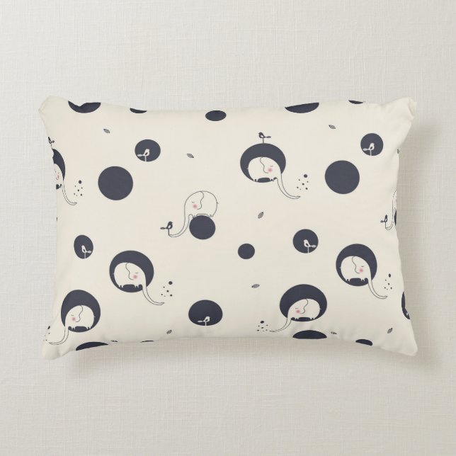 Shy Elephant Pattern Decorative Pillow (Front)