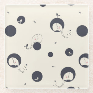 Shy Elephant Pattern Glass Coaster