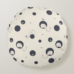 Shy Elephant Pattern Round Pillow