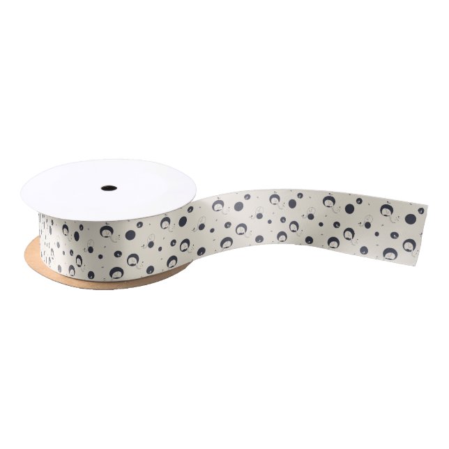 Shy Elephant Pattern Satin Ribbon (Spool)