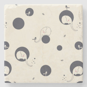Shy Elephant Pattern Stone Coaster