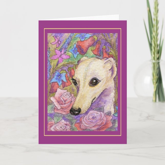 Shy Flower Whippet Card (Front)